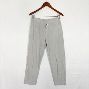 Lunya Good In Bed Mens Loungewear Pants Mock Fly Gray Stripes Cotton‎ Size S